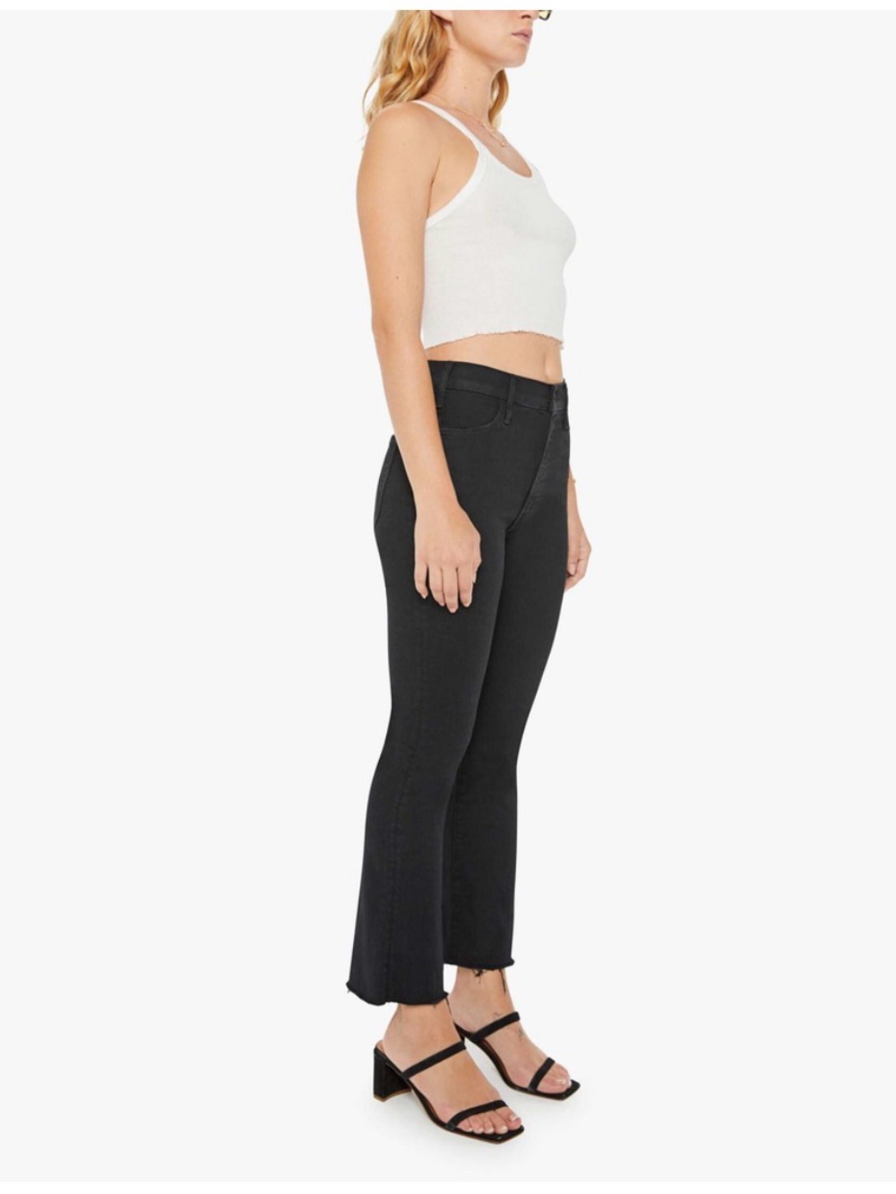 Mother Lil’ Black Cotton Hustler Ankle Fray Denim Size 26